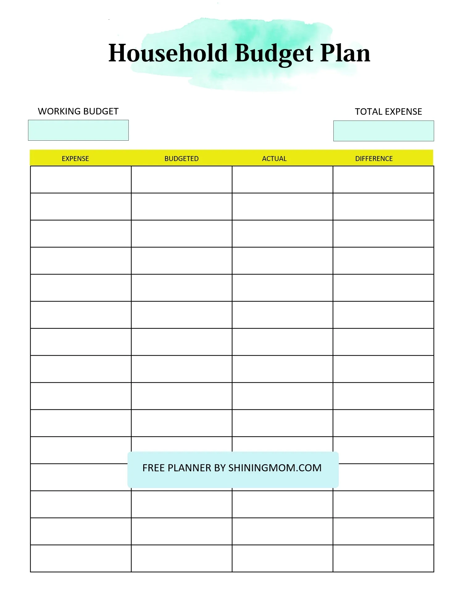 Free Printable Budget Worksheet