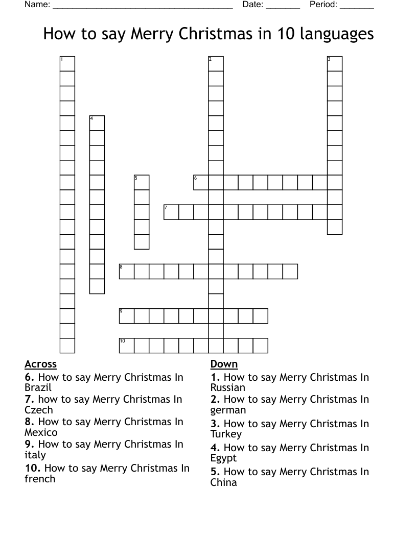 How To Say Merry Christmas In 10 Languages Crossword WordMint
