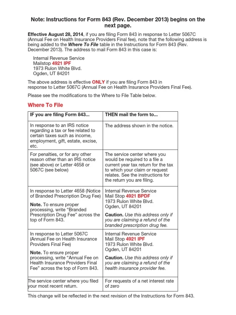 I 843 PDF Tax Refund Irs Tax Forms