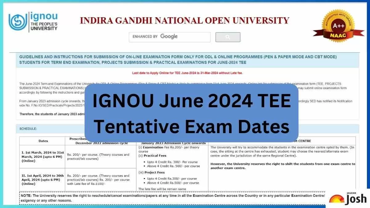 IGNOU June 2024 Date Sheet Out At Ignou ac in Tentative TEE Exam 