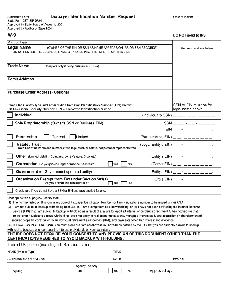 IN SF 23743 Form Fill Online Printable Fillable Blank PdfFiller