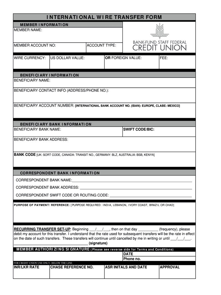 International Wire Form Fill Out amp Sign Online DocHub