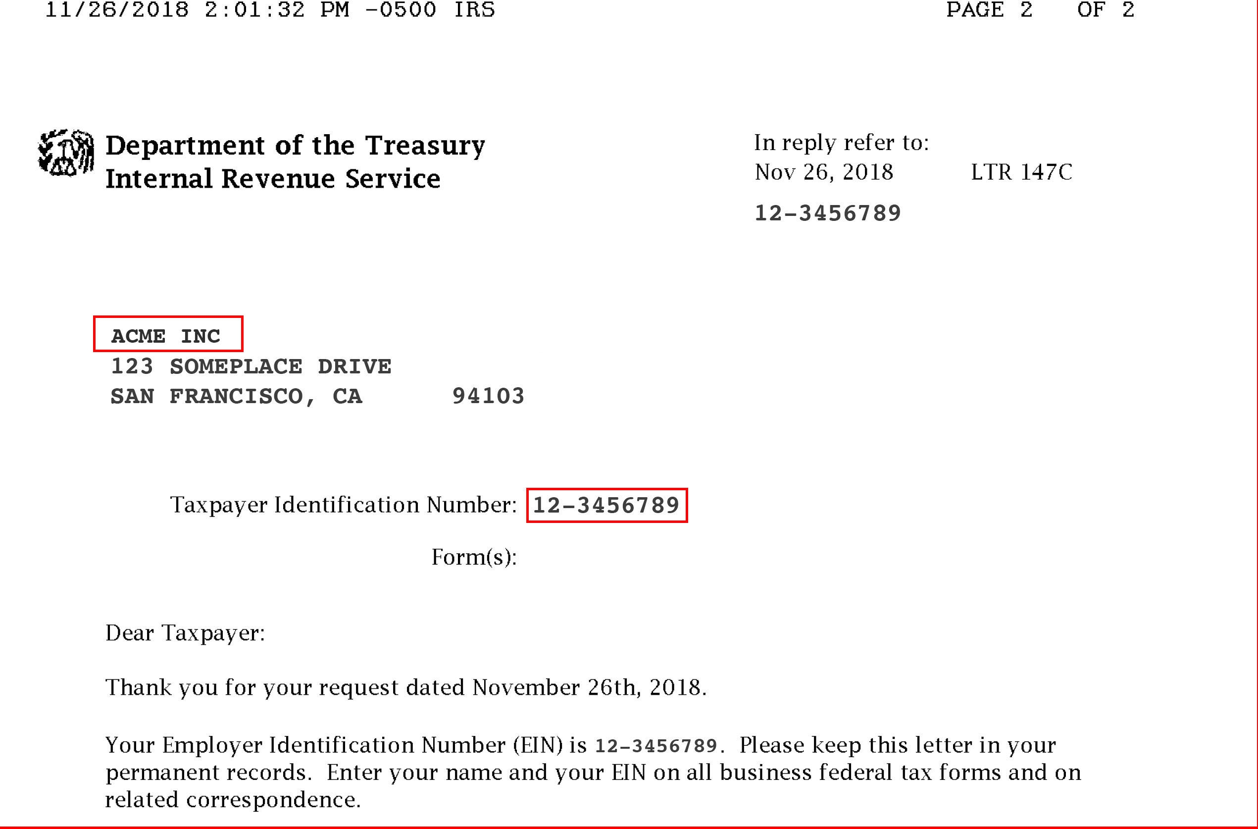 IRS Documentation Must Match Business Name And Tax ID Number TIN 