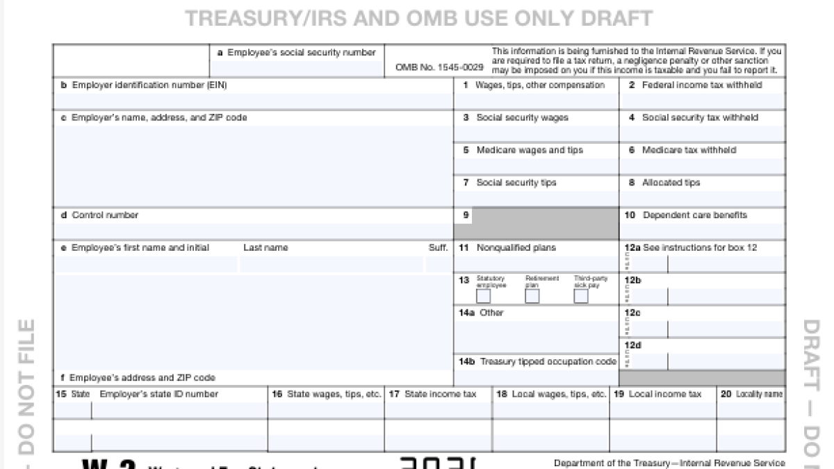 IRS Drafts New W 2 With Boxes For Tips And Overtime Accounting Today