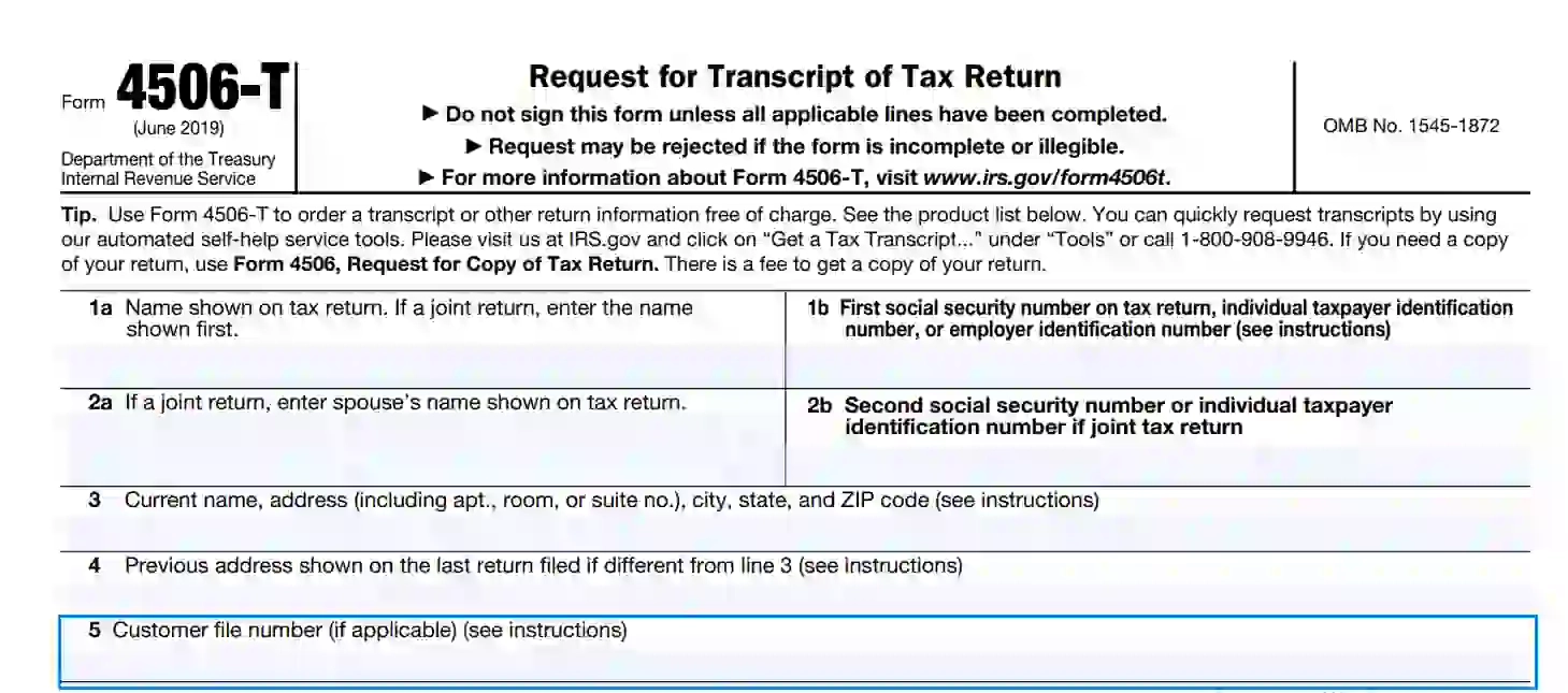 Irs 4506 T Printable Form