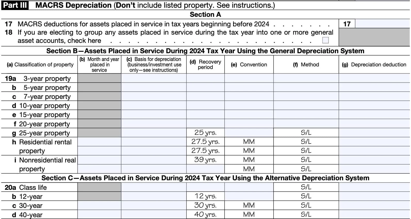 IRS Form 4562 Instructions Depreciation amp Amortization