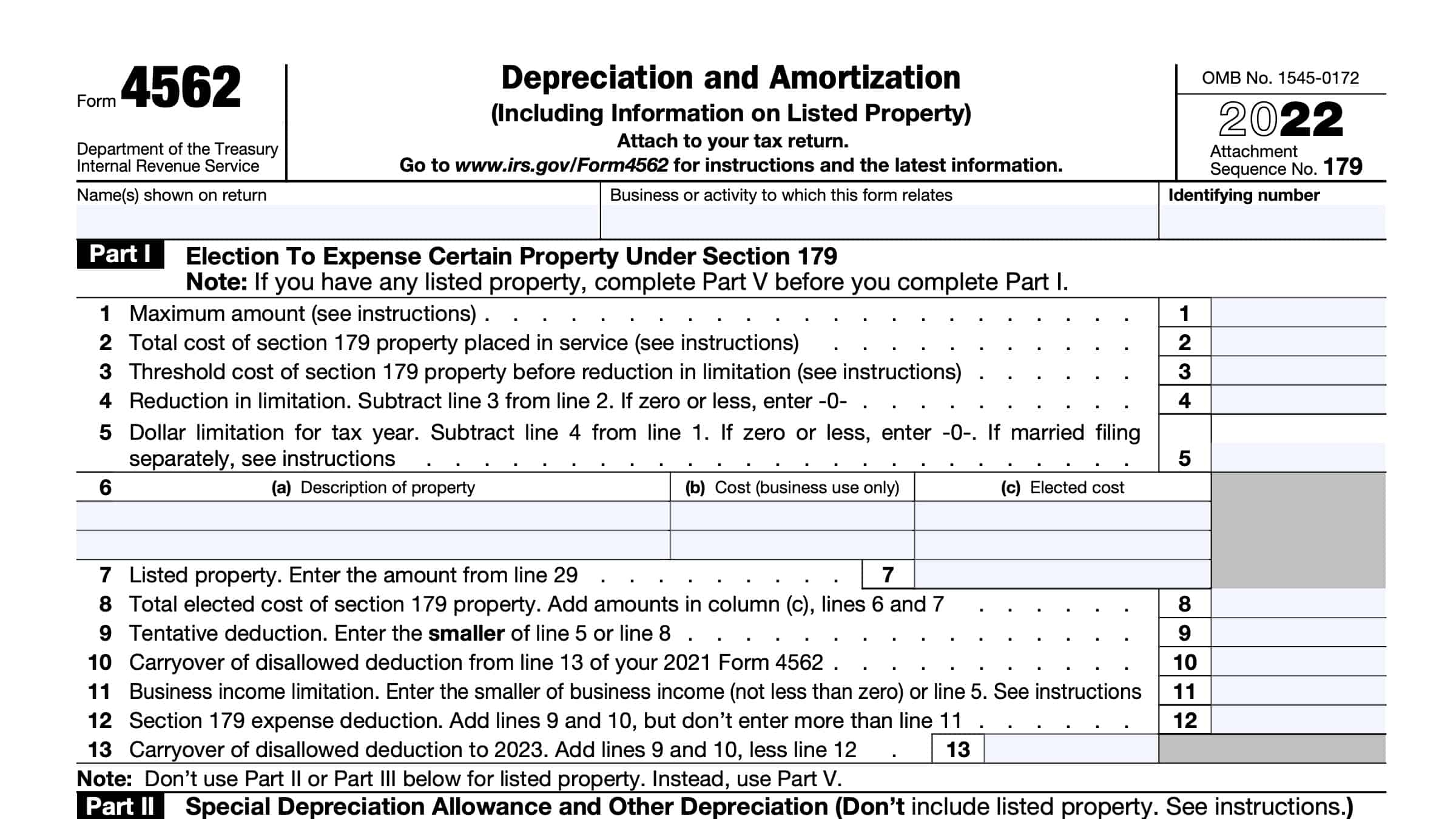 IRS Form 4562 Instructions Depreciation amp Amortization