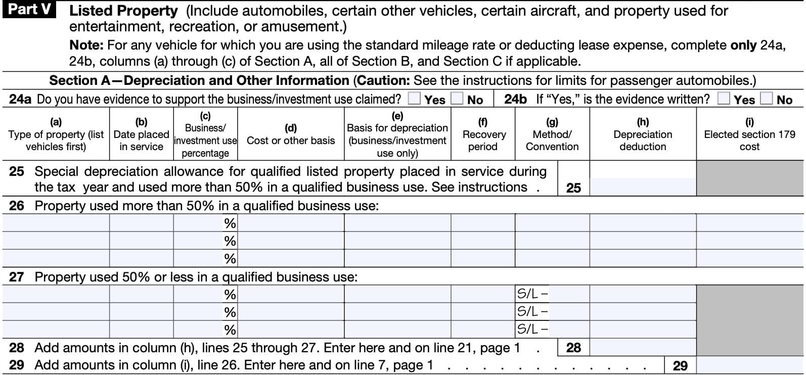 IRS Form 4562 Instructions Depreciation amp Amortization