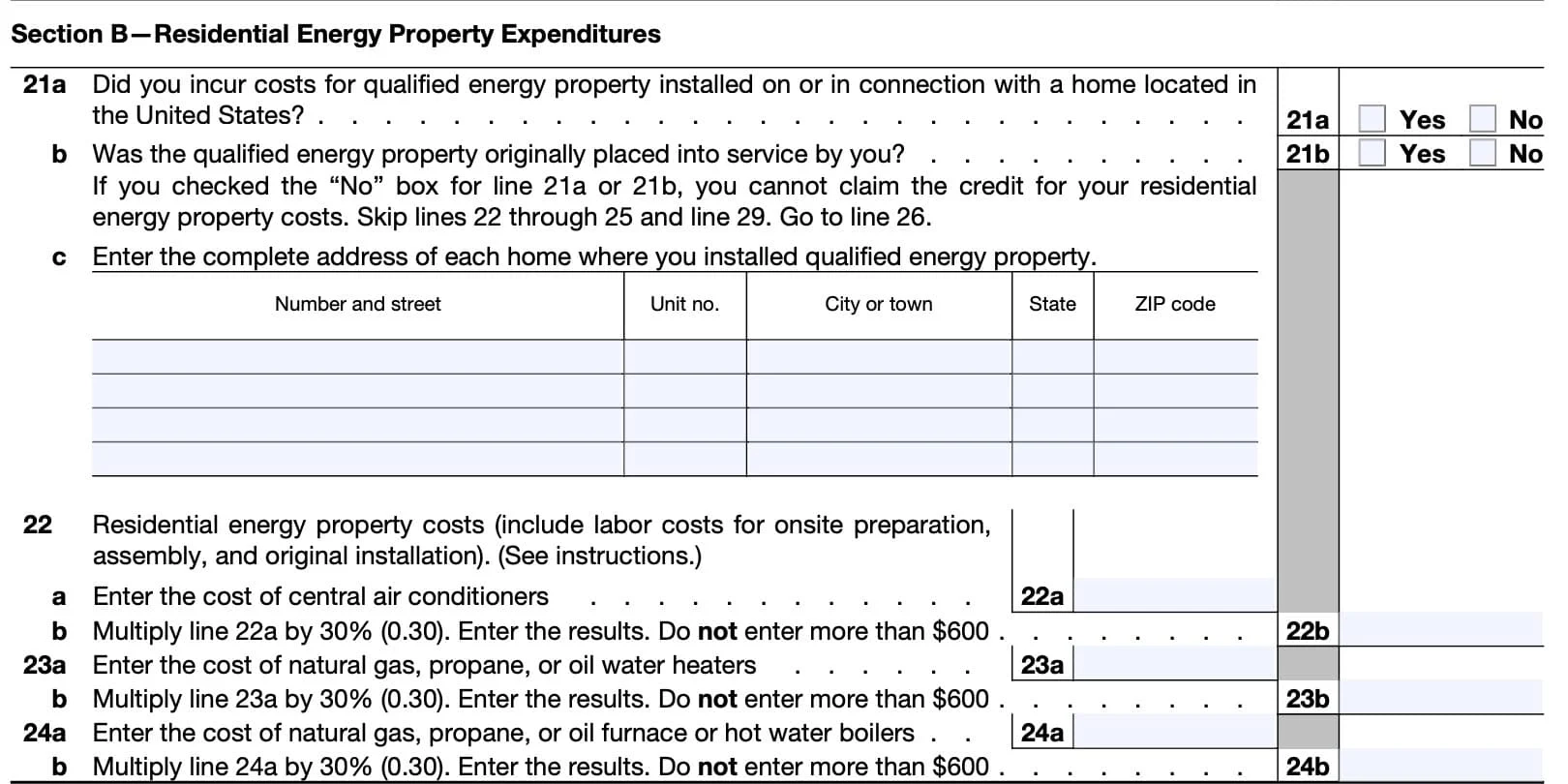 IRS Form 5695 Instructions Residential Energy Credits