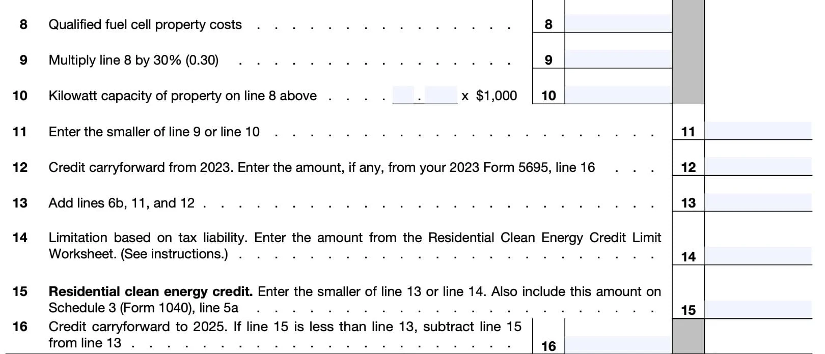 IRS Form 5695 Instructions Residential Energy Credits