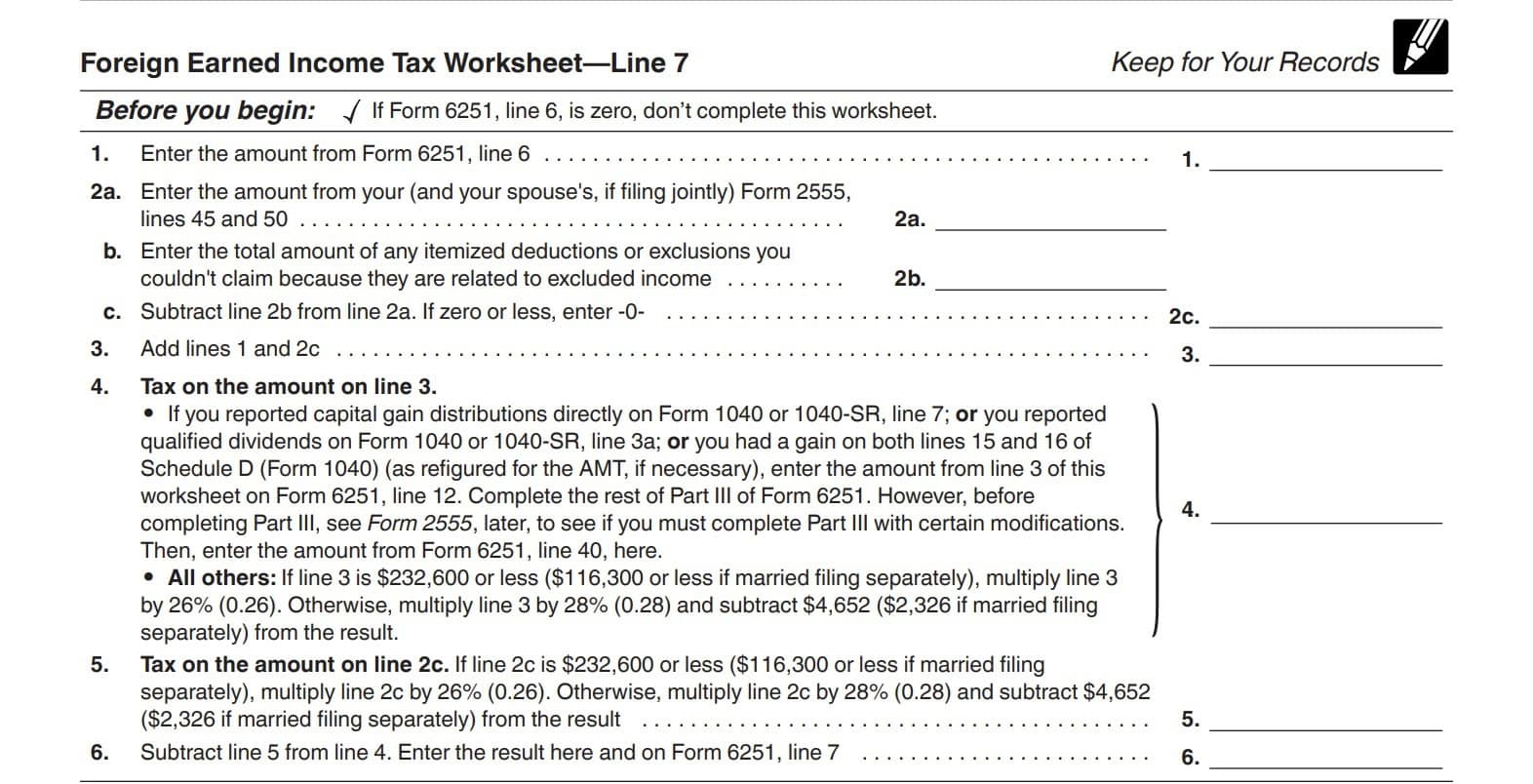 IRS Form 6251 Instructions A Guide To Alternative Minimum Tax