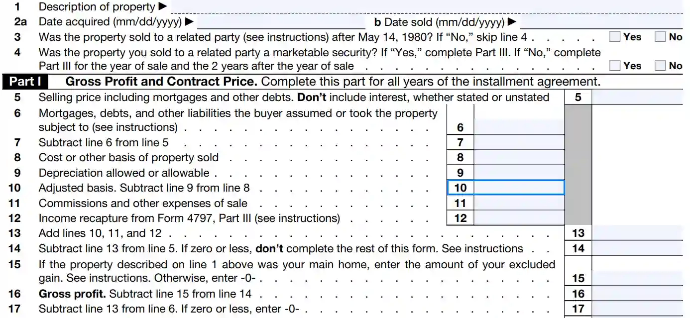 IRS Form 6252 Fill Out Printable PDF Forms Online