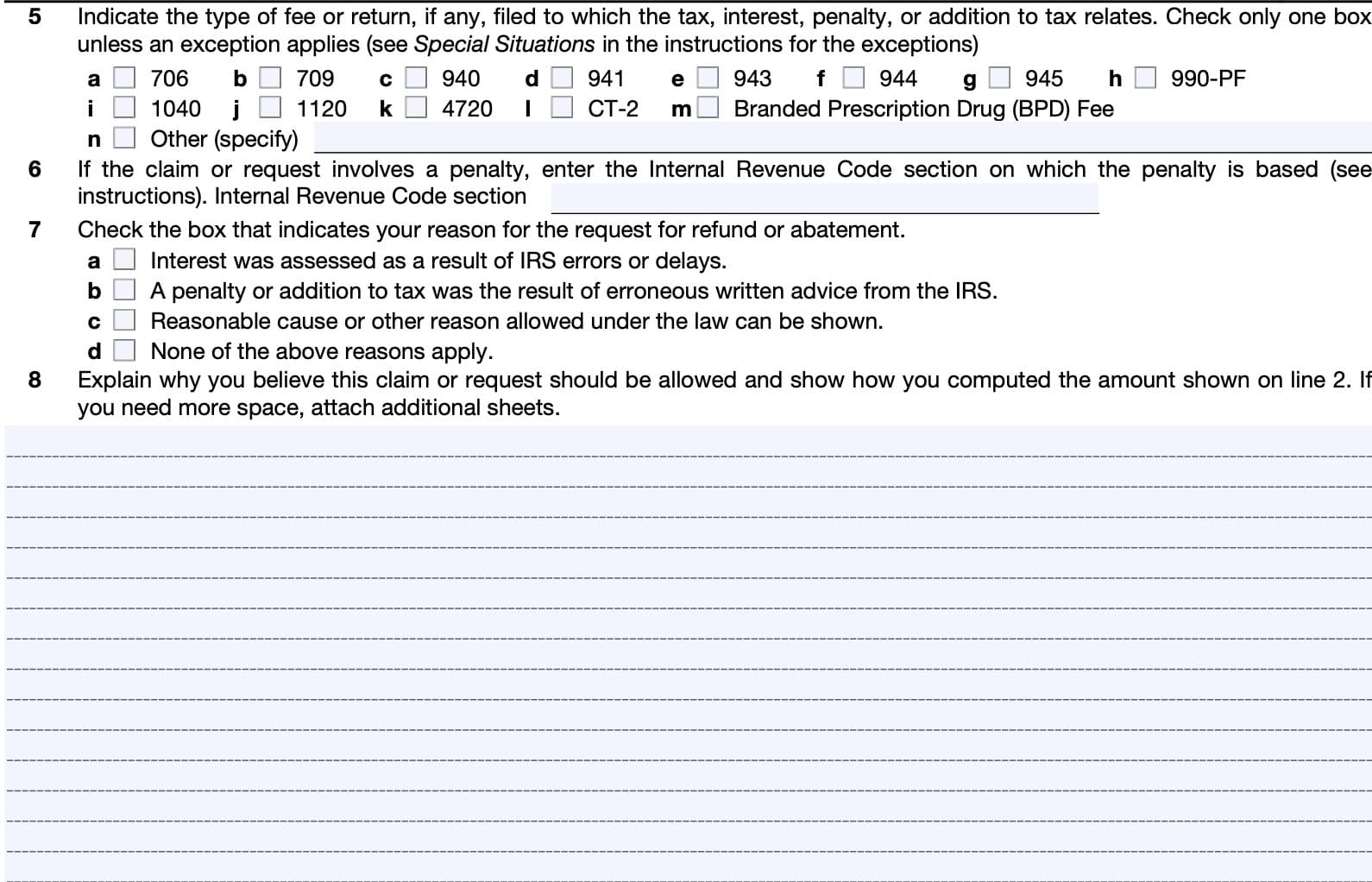 Irs Form 843 Fillable