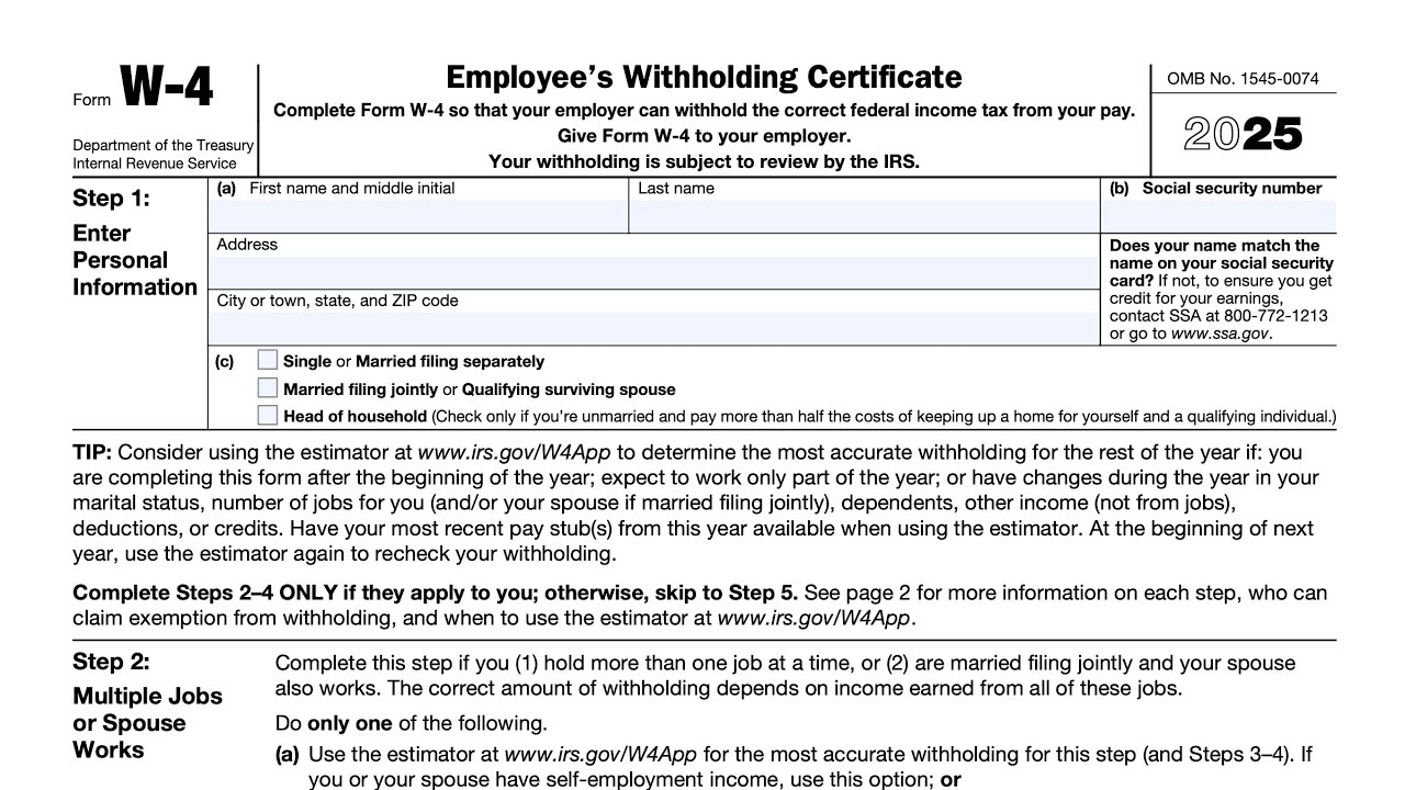 New W4 Form 2026