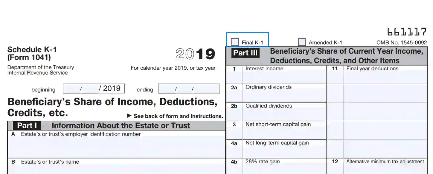 IRS Schedule K 1 Form 1041 Fill Out Printable PDF Forms Online