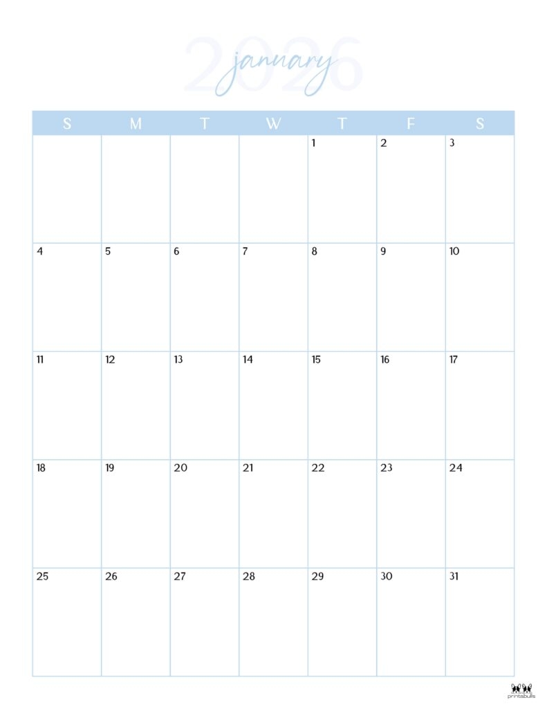 2026 Blank Printable Calendar Word