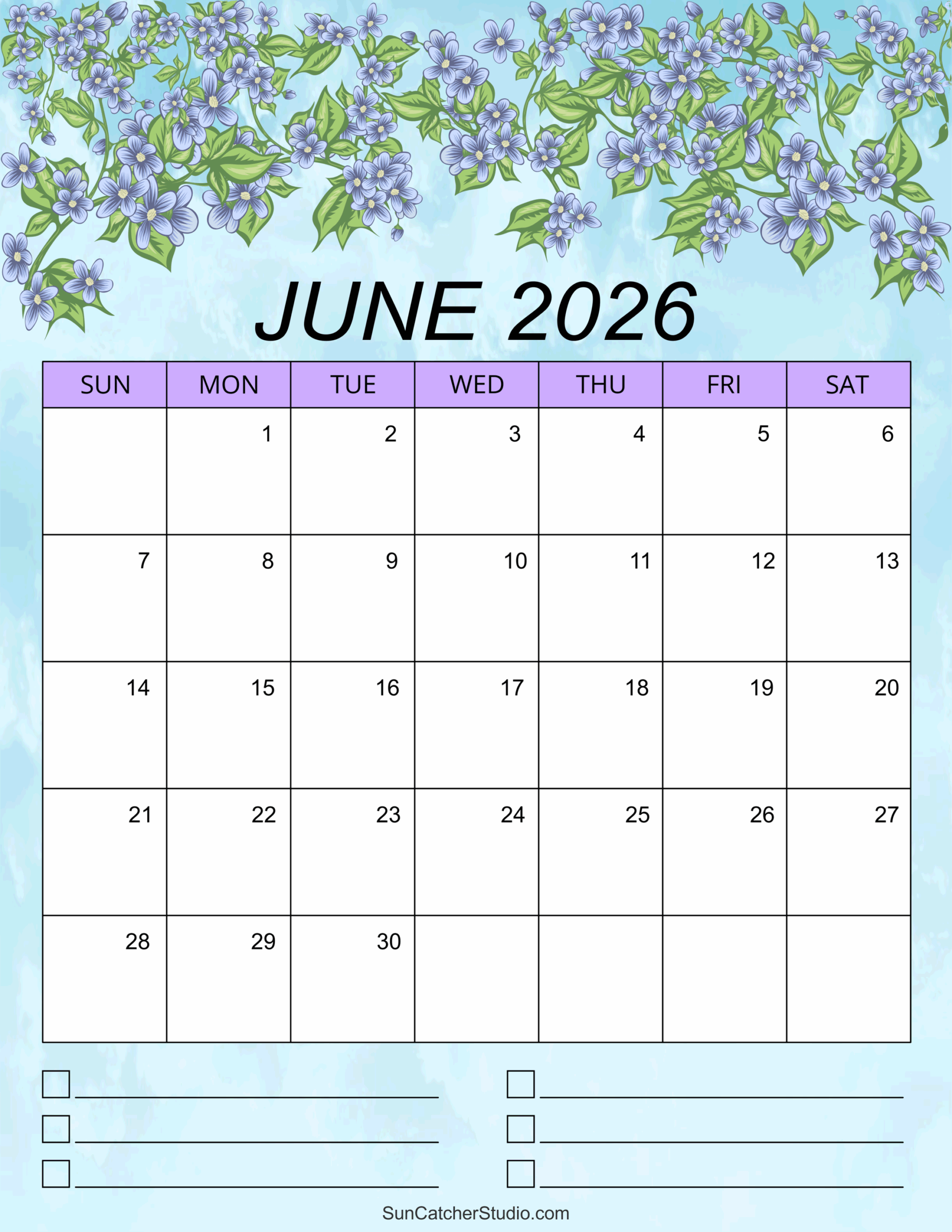 Blank Calendar For June 2026