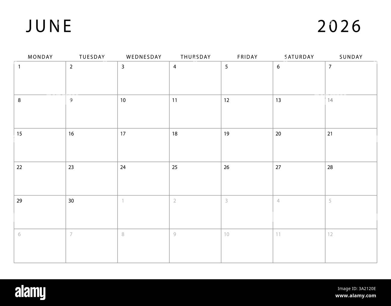 June 2026 Calendar Blank