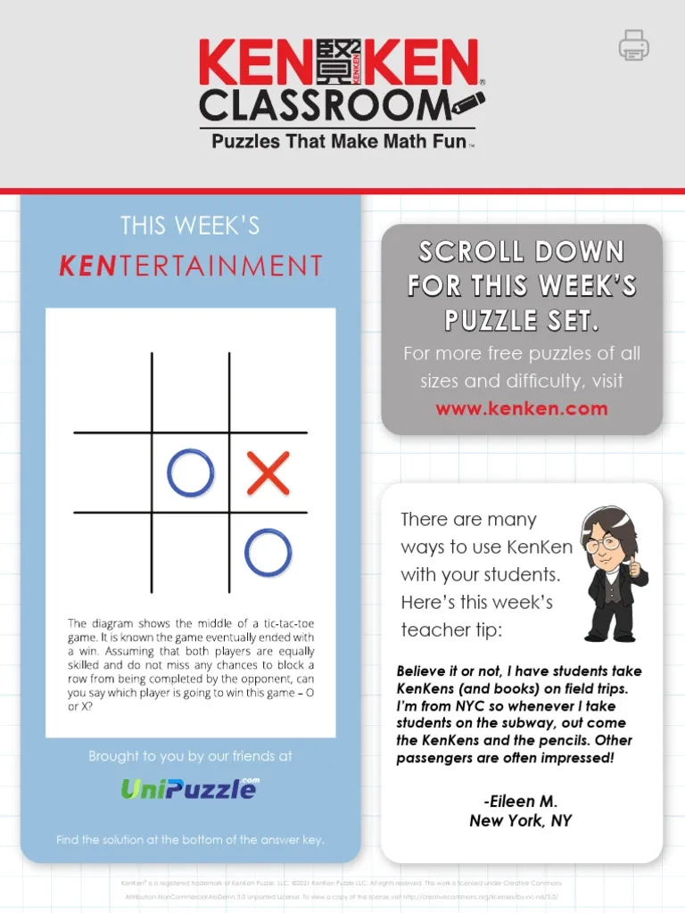 KenKen Worksheet 2025 PDF Puzzles Recreational Mathematics
