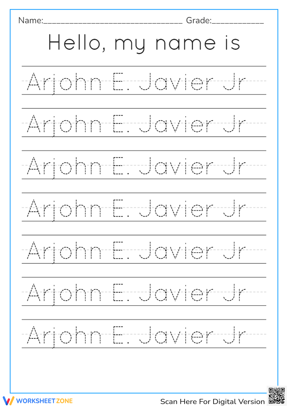 Free Printable Traceable Name Worksheets