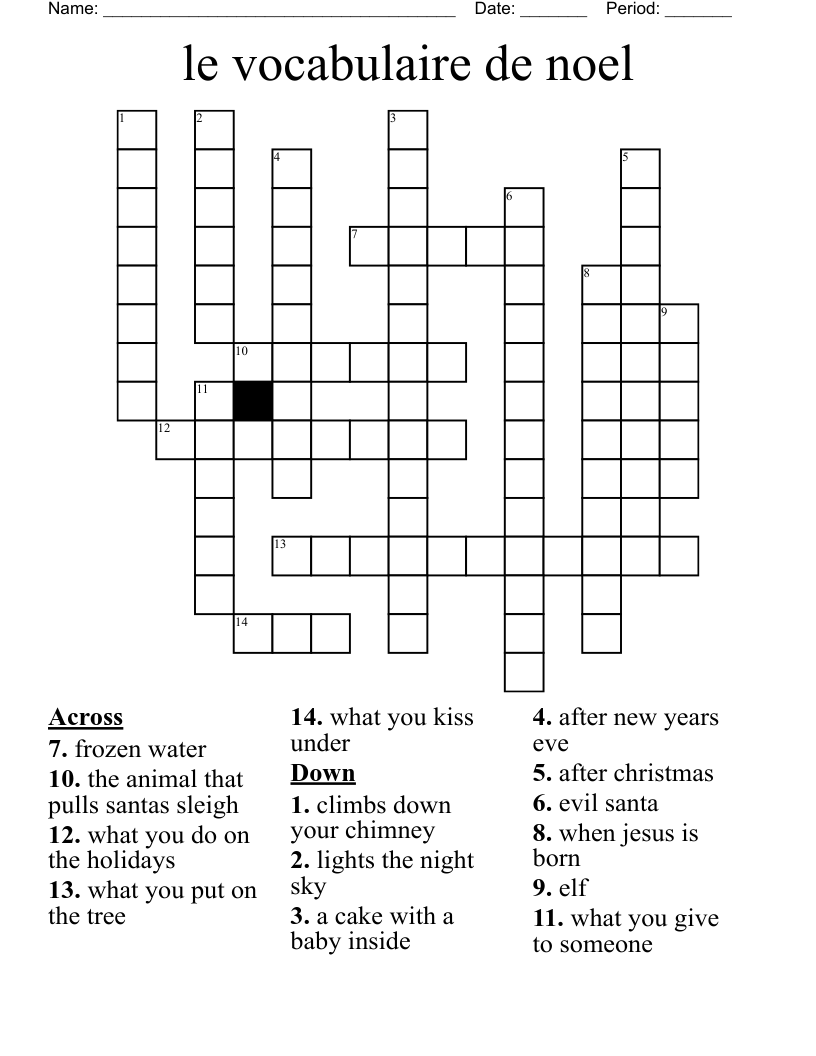 Le Vocabulaire De Noel Crossword WordMint