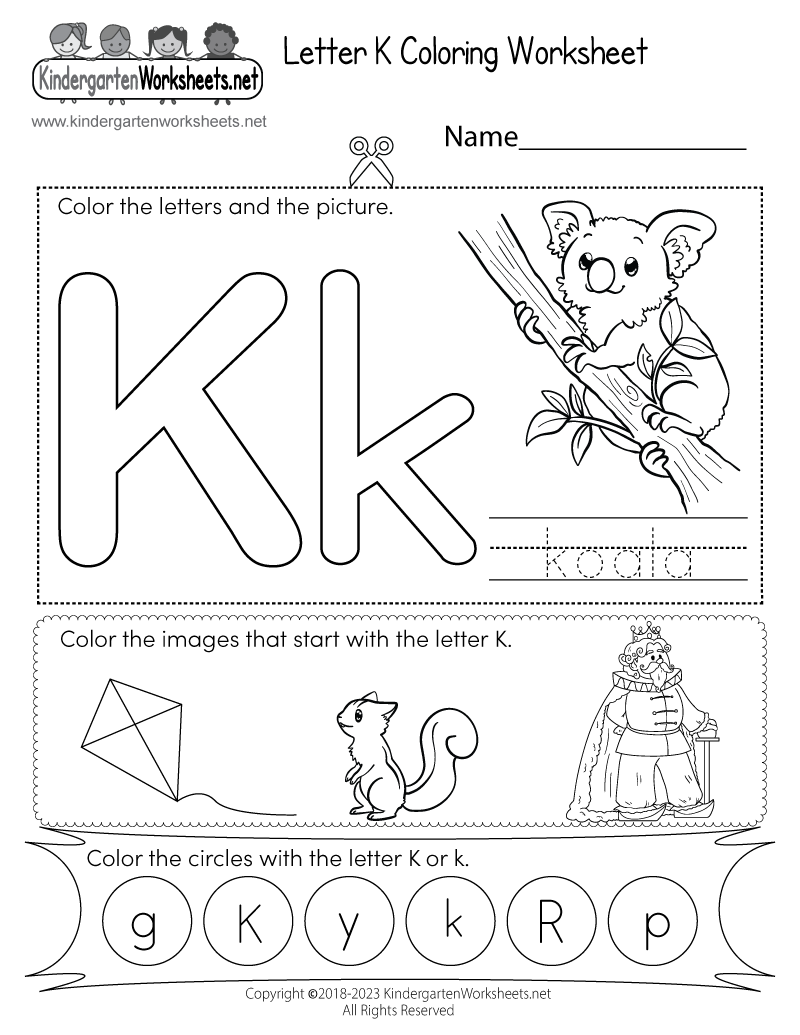 Letter K Coloring Worksheet Free Printable Digital amp PDF