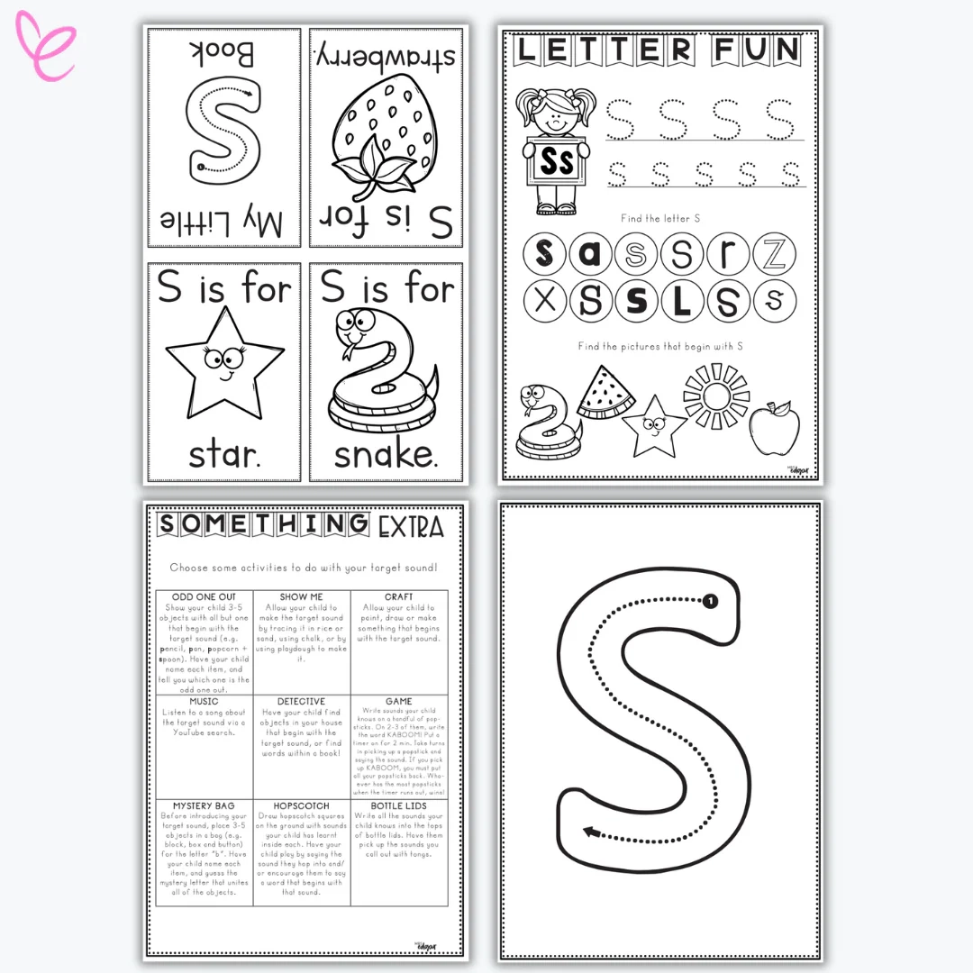 S Letter Worksheets For Kids