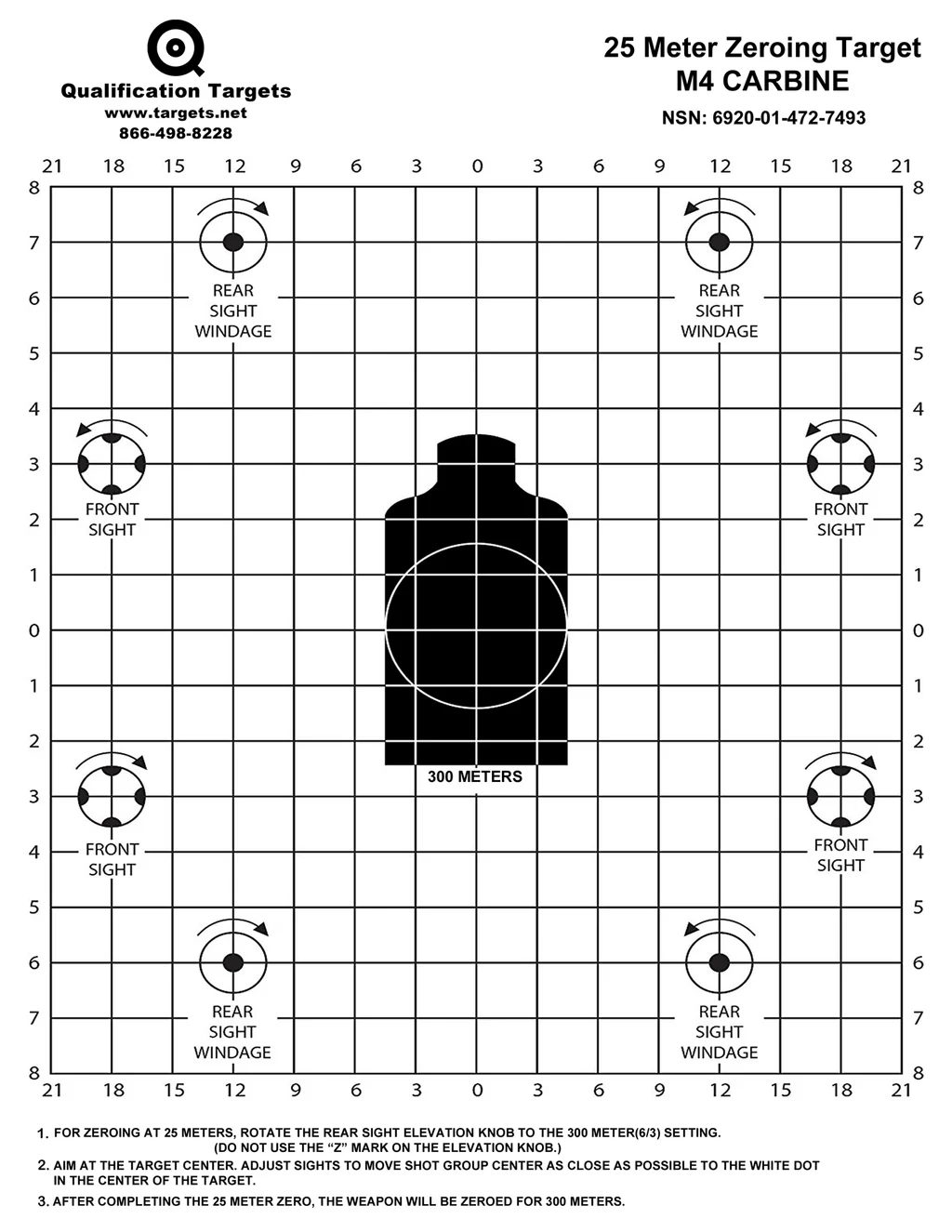 M4 Carbine Paper Target Qualification Targets Inc