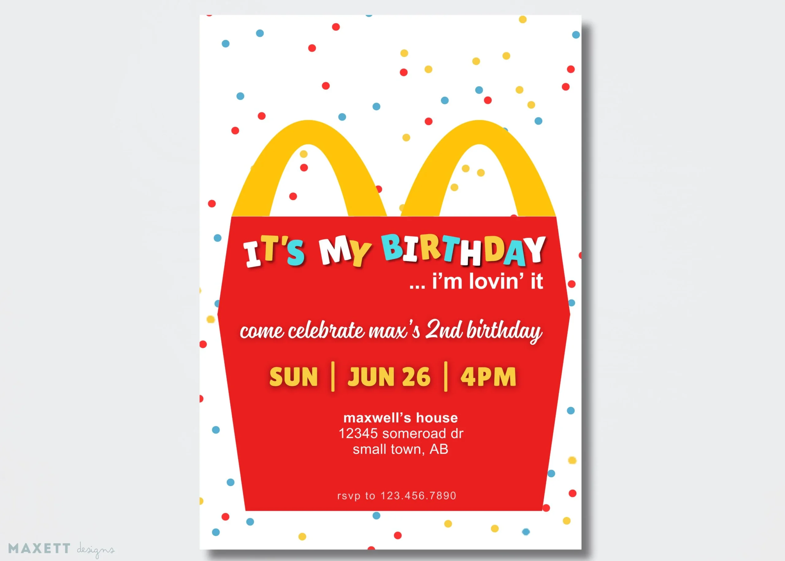 Mcdonald s Birthday Invitation Template DIGITAL Etsy Australia