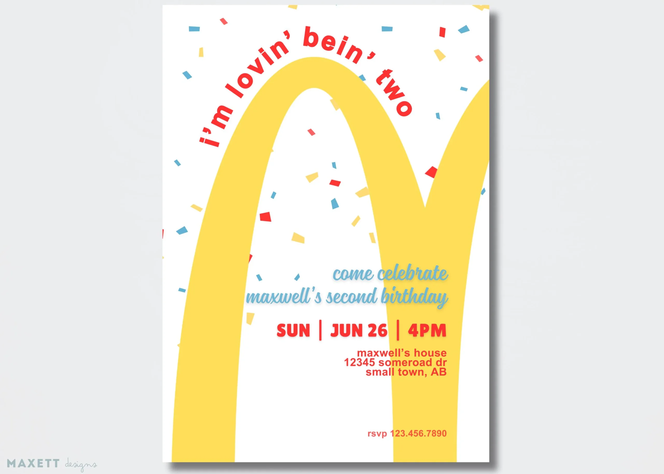 Mcdonalds Birthday Invitation TEMPLATE digital Etsy