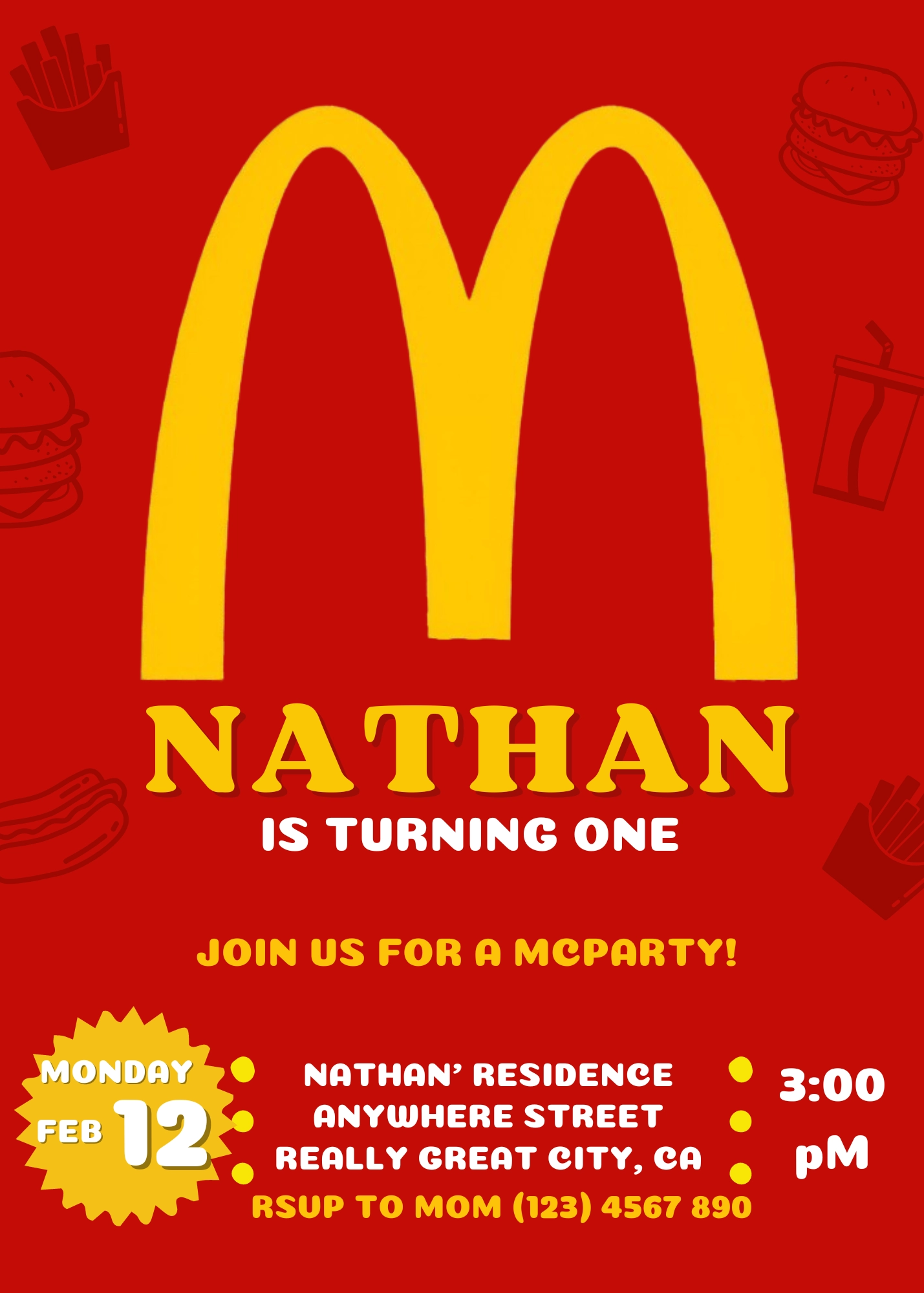 Printable Mcdonalds Party Invitation Template