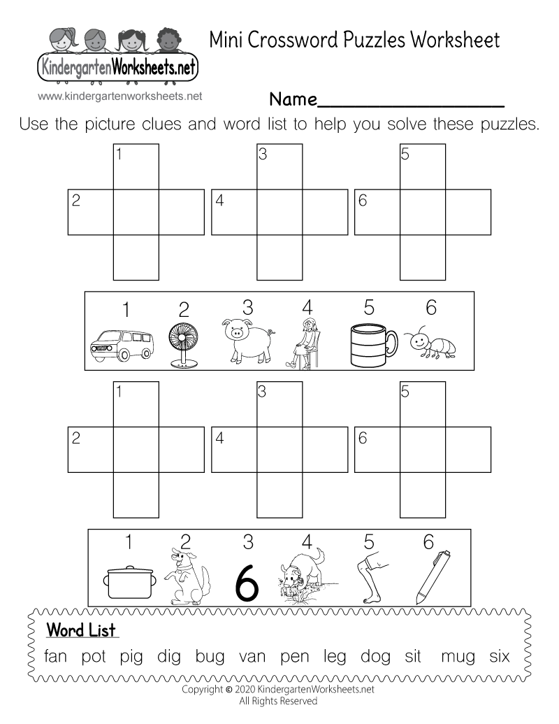 Mini Crossword Puzzles Worksheet Free Printable Digital amp PDF