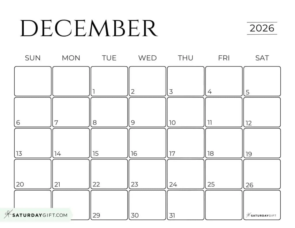 Minimalist Calendar 2026 Free Printable Landscape Calendars