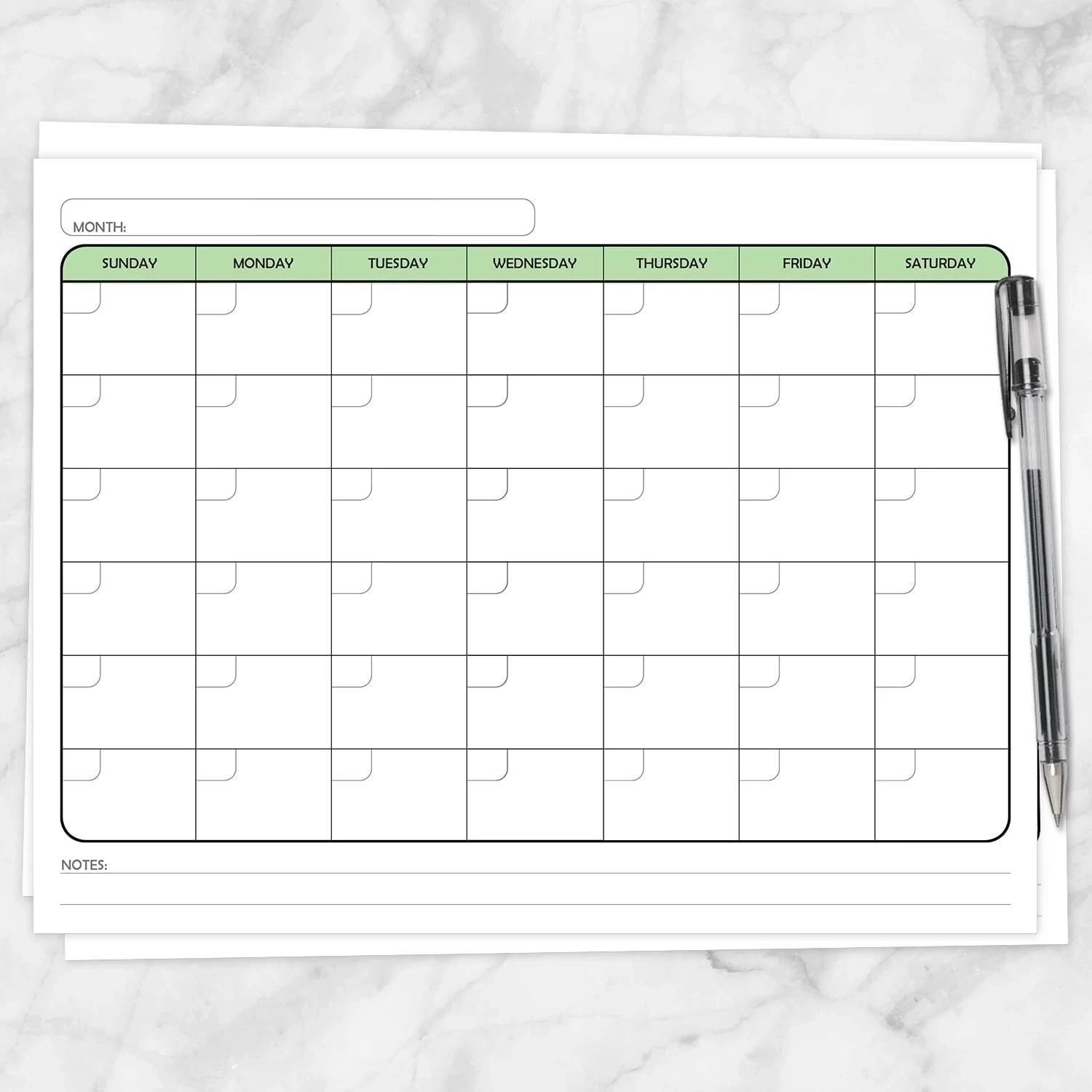 Cute Blank Monthly Calendar Printable