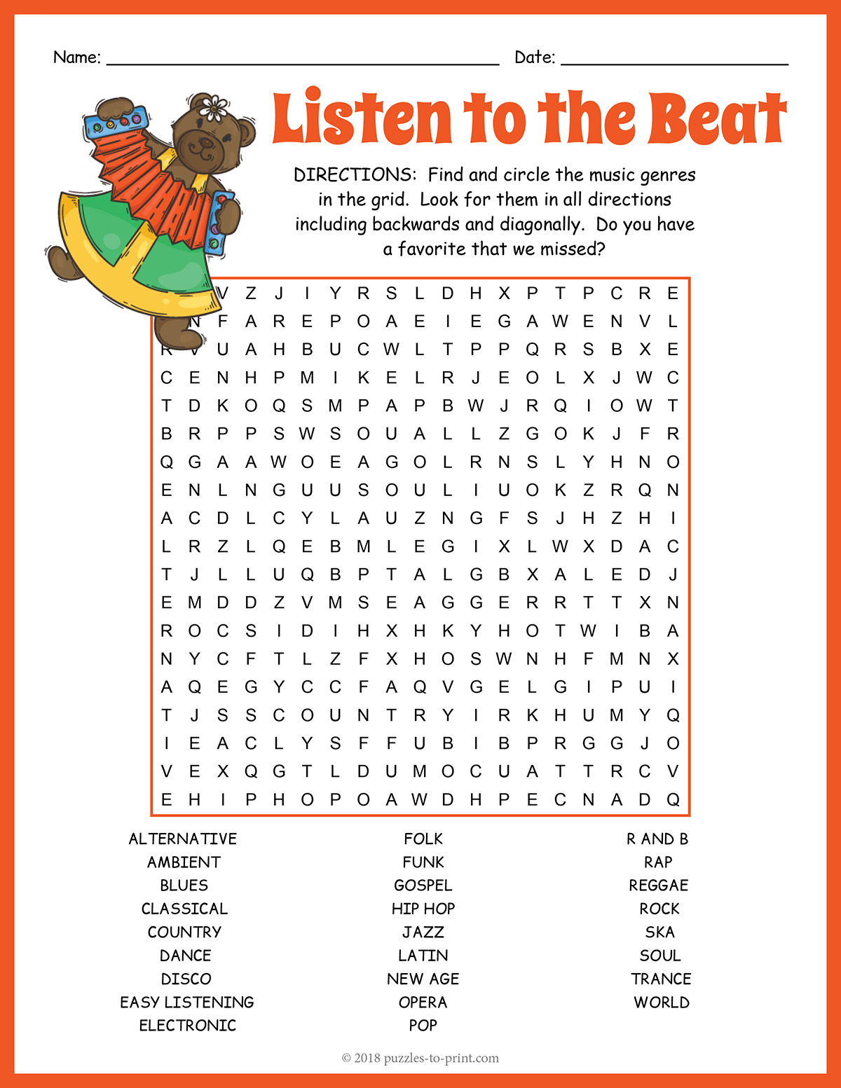 Music Puzzles For Kids Printable