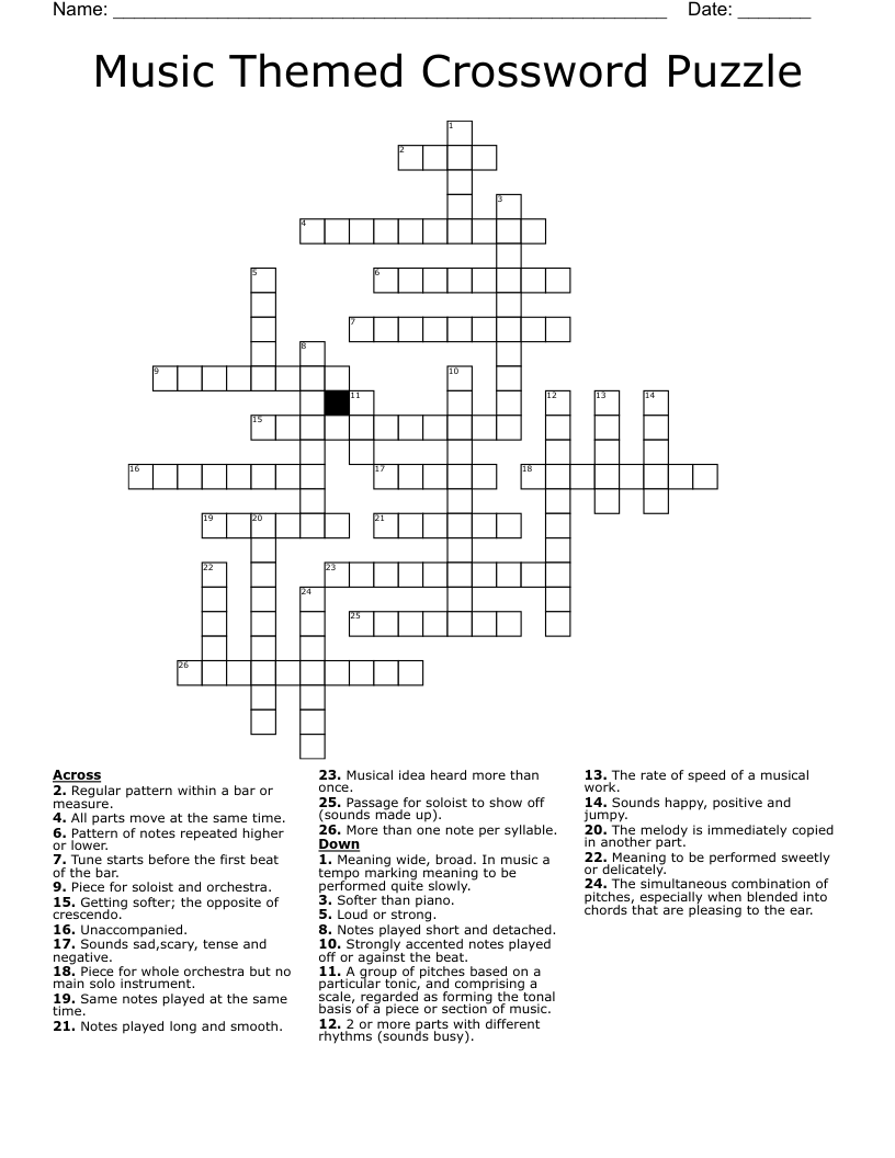 Free Printable Crossword Puzzles Themed
