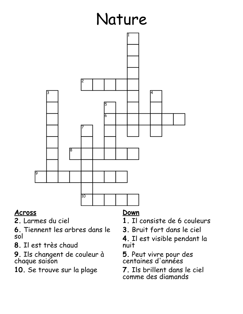 Nature Crossword WordMint