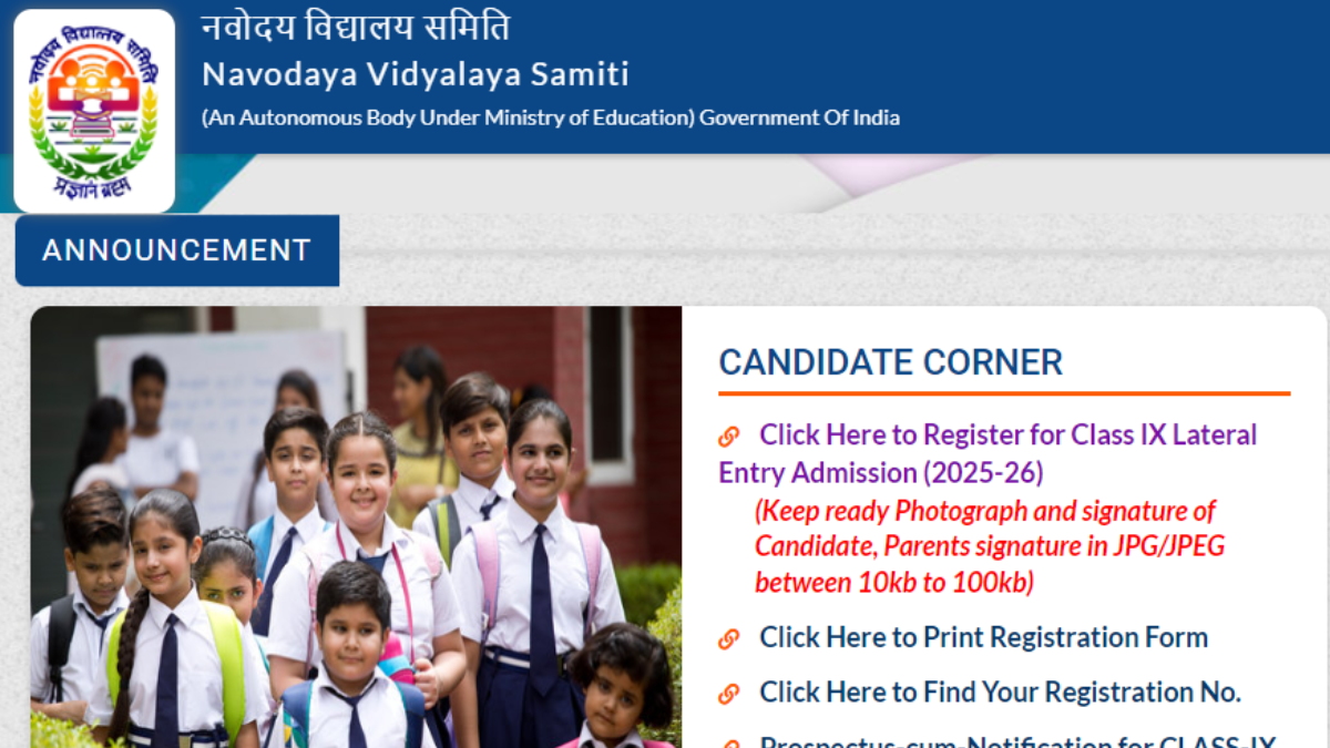 Navodaya Vidyalaya Class 9 11 Admission Form 2025 26 PDF Out 