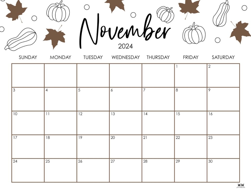 November Blank Calendar Printable