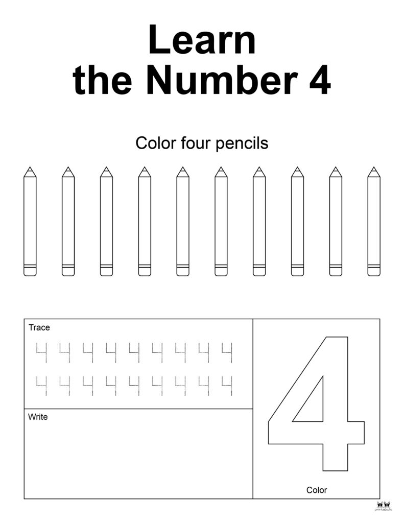 Number 4 Tracing Worksheets 15 FREE Pages Printabulls