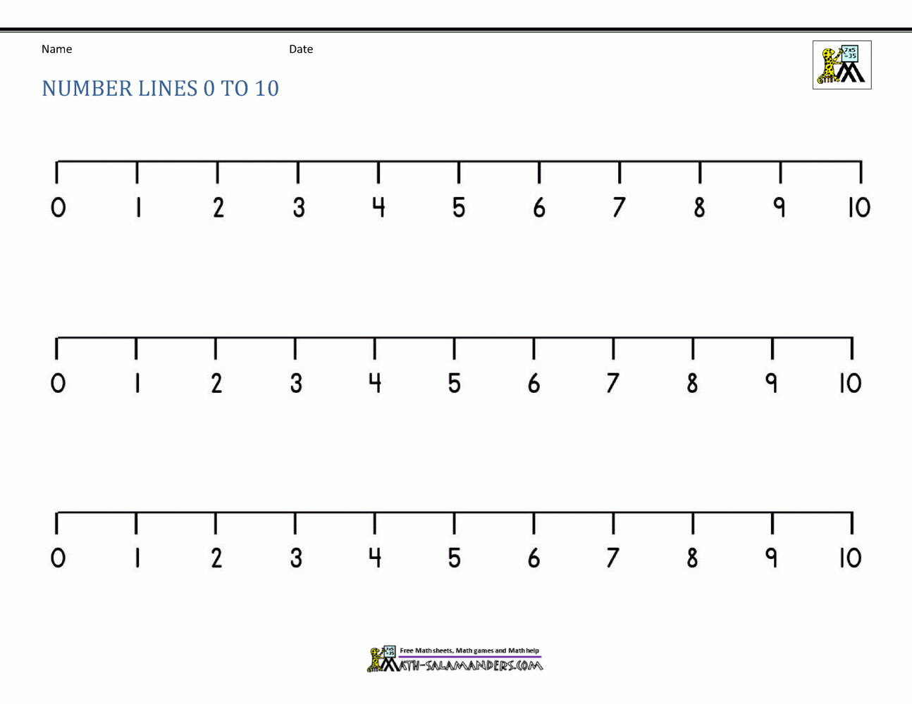 Number Line Chart Printable