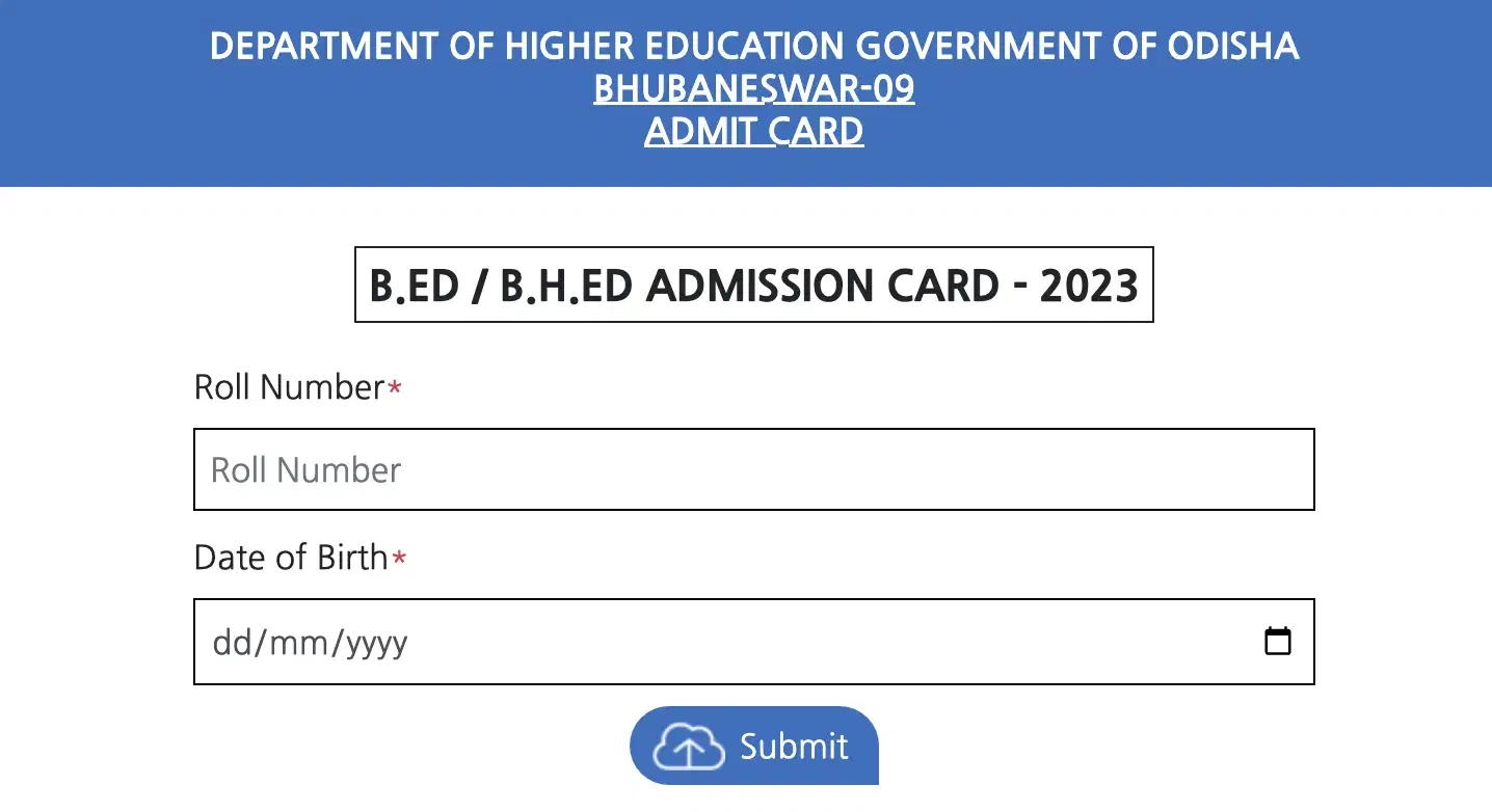 Odisha B Ed Entrance Exam 2026 Admit Card Download Odisha B Ed 