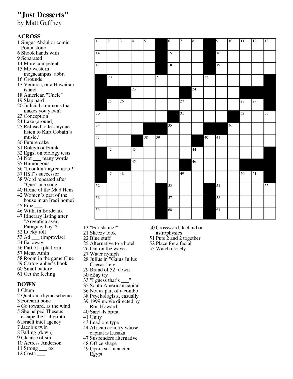 Online Crosswords Net Printable Printable Bingo Cards