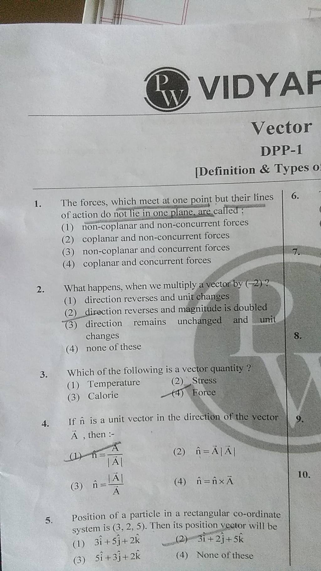 P W Vector DPP 1 Definition amp Types O 1 The Forces Which Meet 