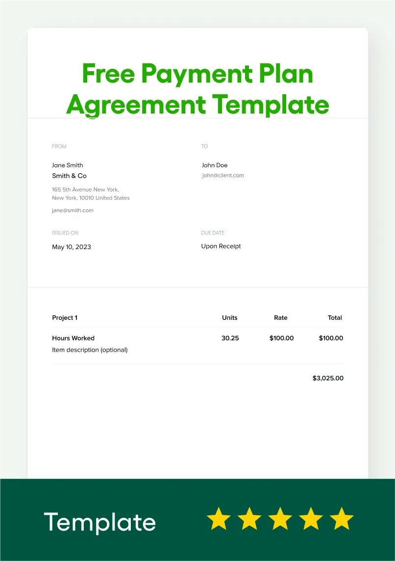Payment Plan Agreement Template Bonsai