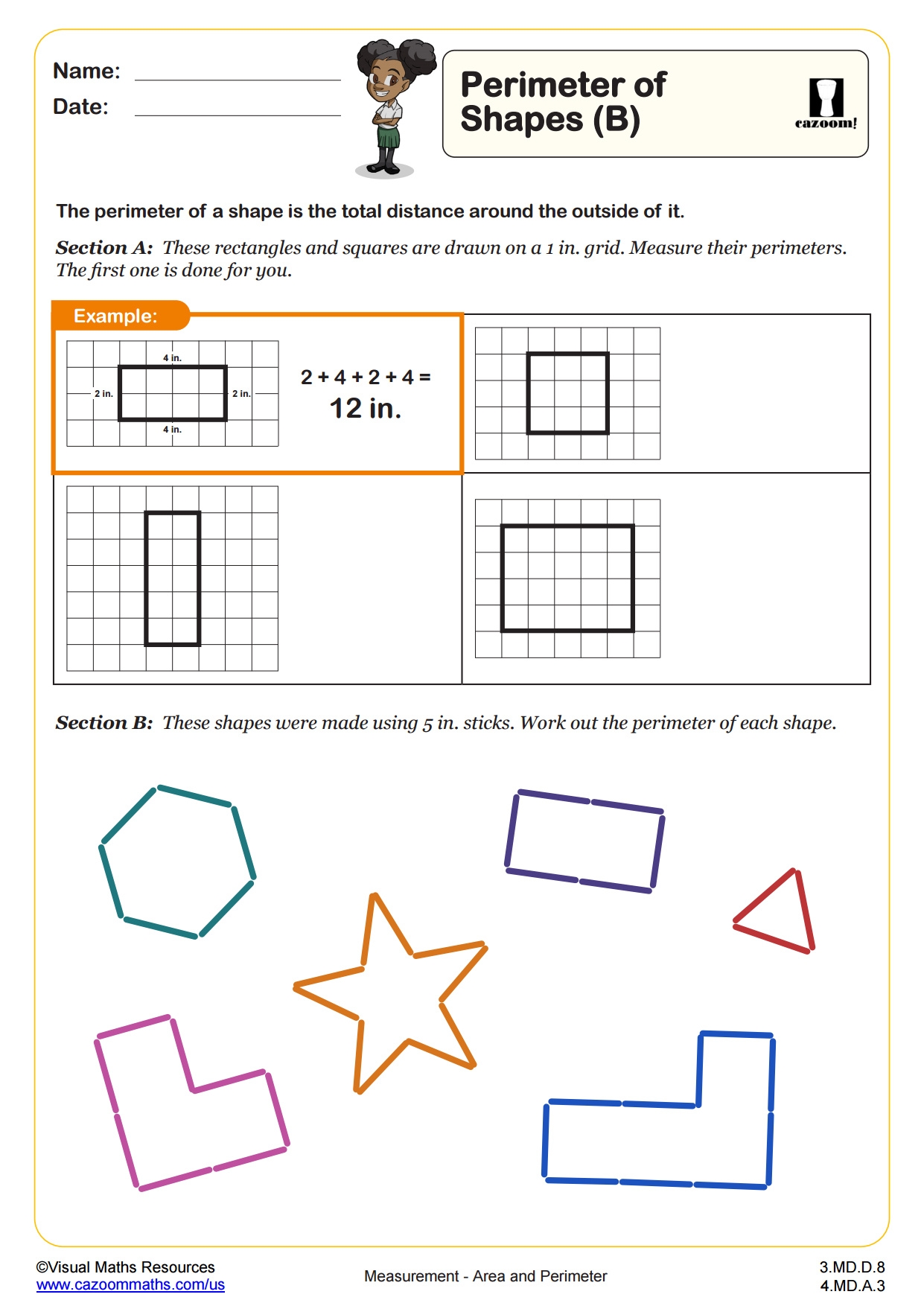 Perimeter Of Shapes B PDF Printable Measurement Worksheets 