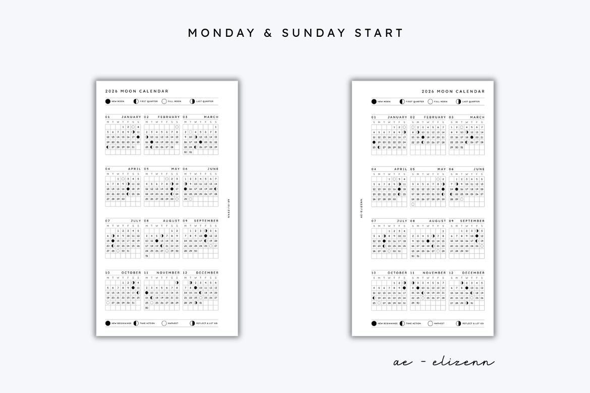 Personal 2026 Moon Calendar AE Elizenn