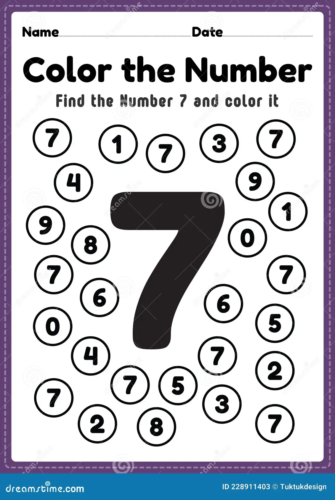 Pre K Math Worksheets Number 7 Coloring Maths Activities For 