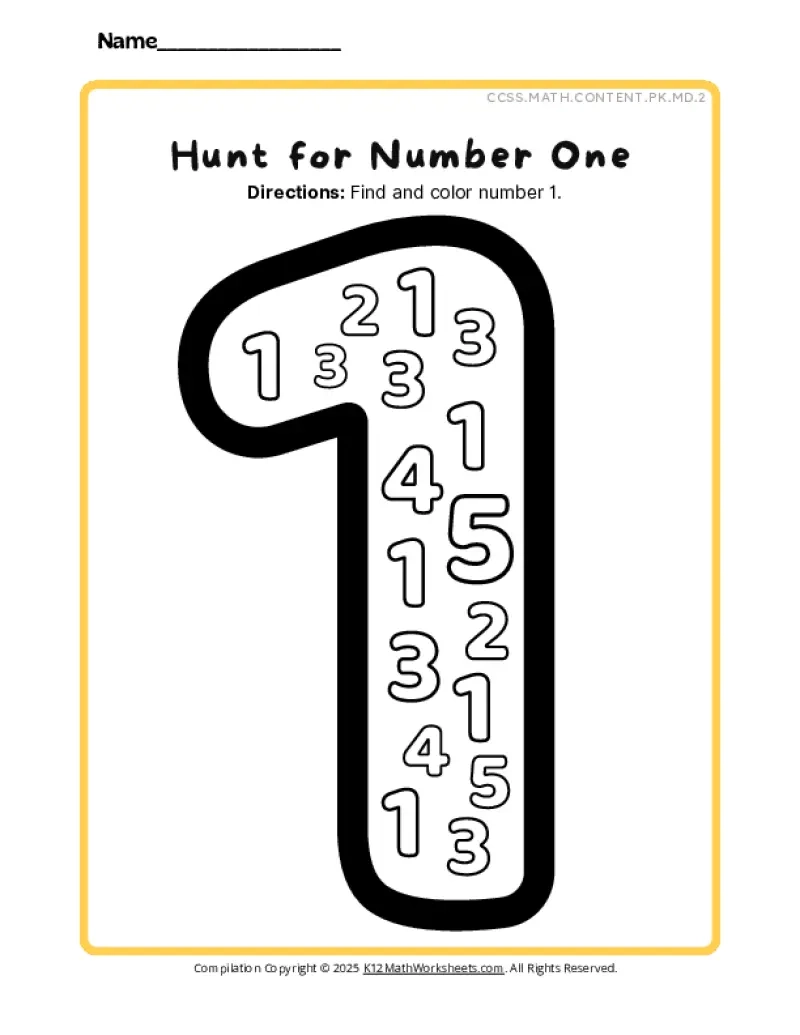 Pre Kindergarten Printable Math Worksheets