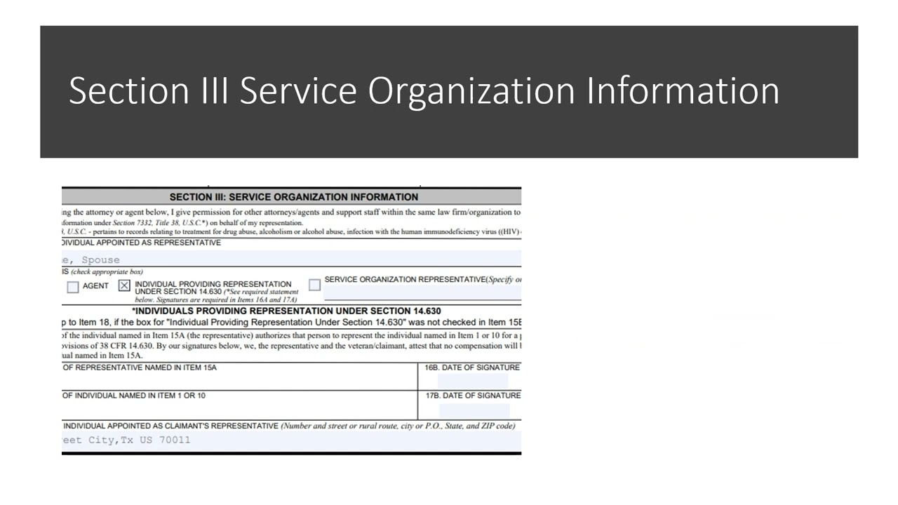 Presentation Of VA21 22a Appointment Of Individual As Claimaint s 